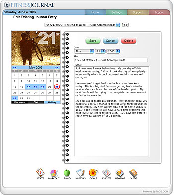 online writing journal screenshot